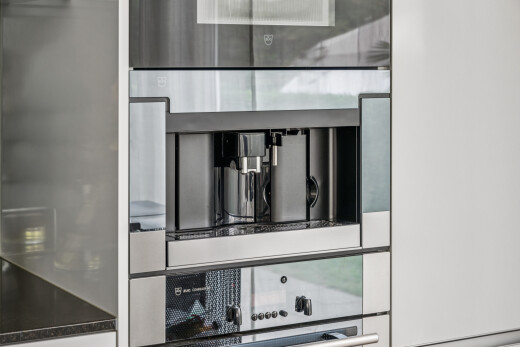 kitchen view of stainless steel double oven