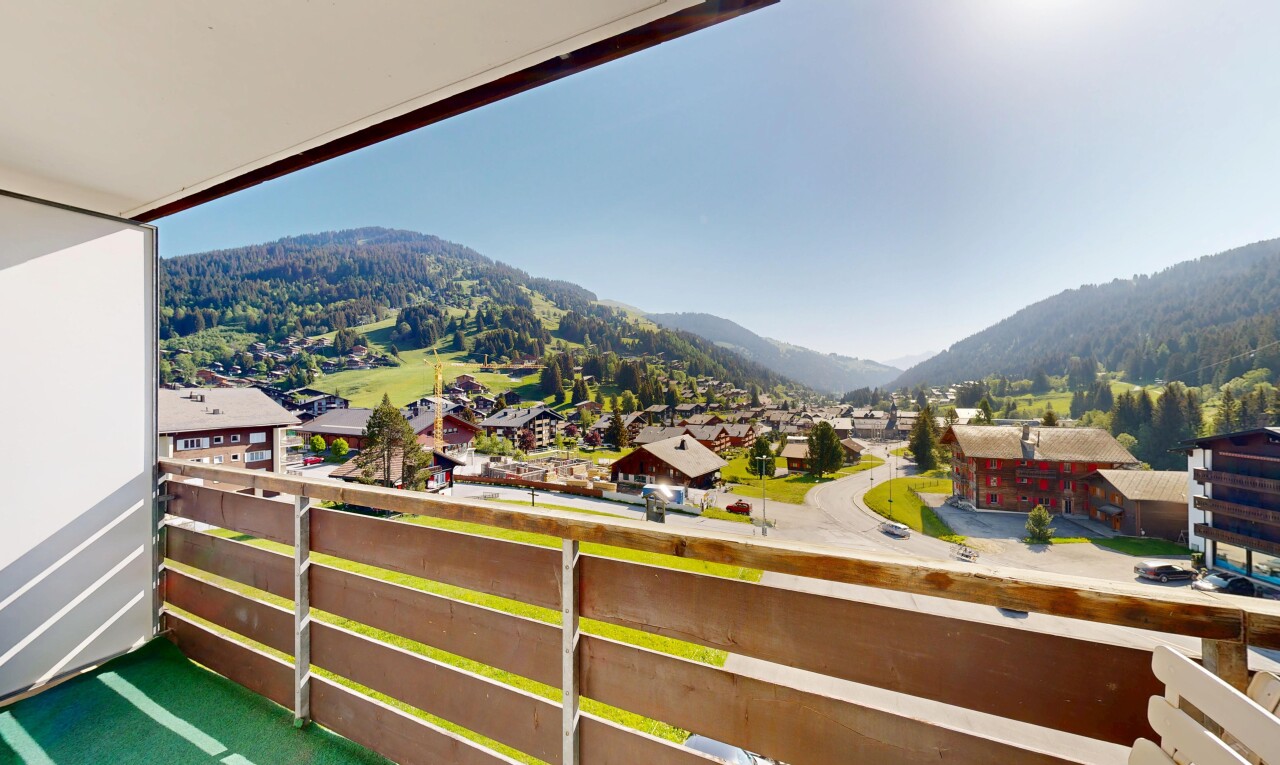 balcony with a mountain view