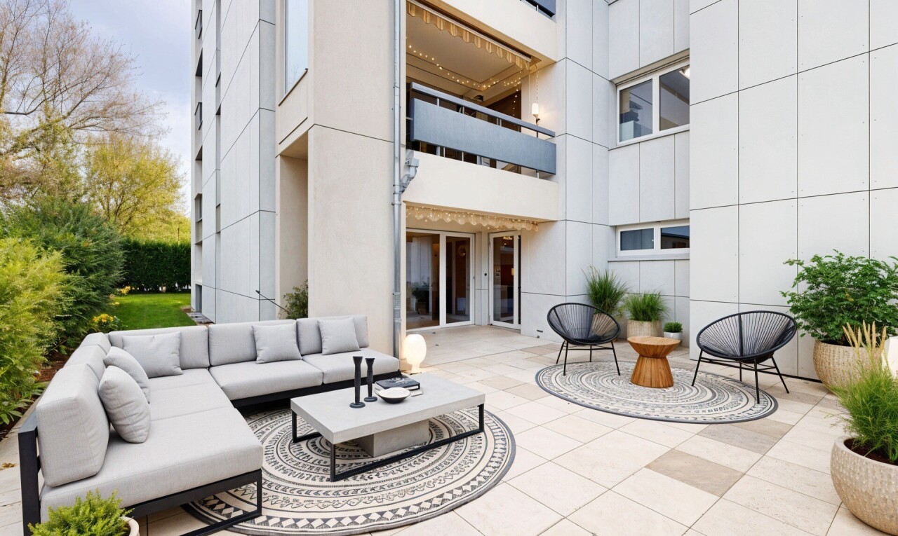 terrasse avec property visible