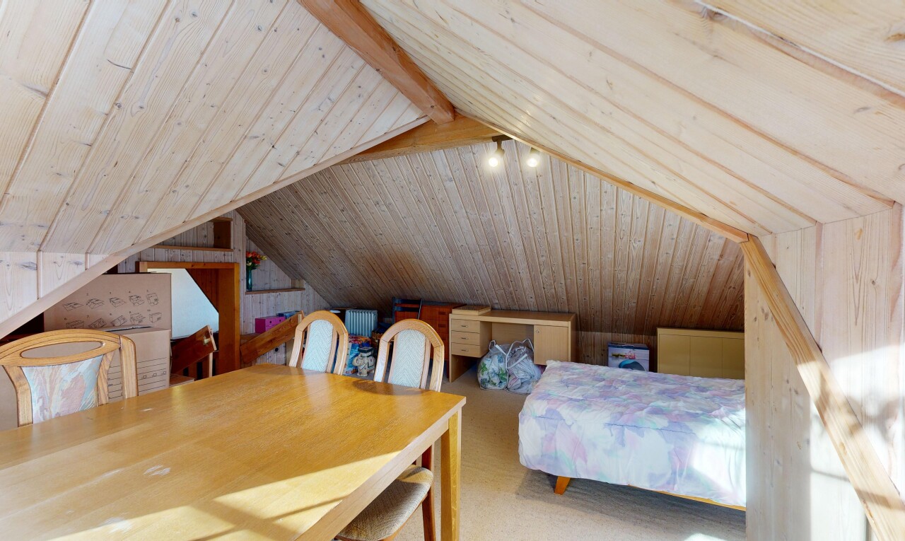salon / salle à manger avec pièce supplémentaire, plafond voûté, vaulted ceiling, plafond cathédrale, et cathedral ceiling