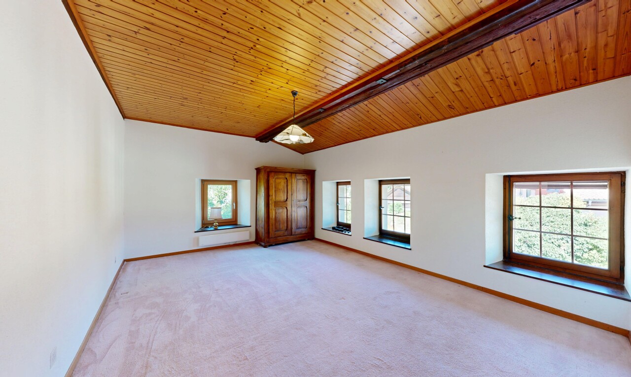leerer raum mit high end ceiling, wood ceiling, holzdecke, vaulted ceiling, und dachschräge