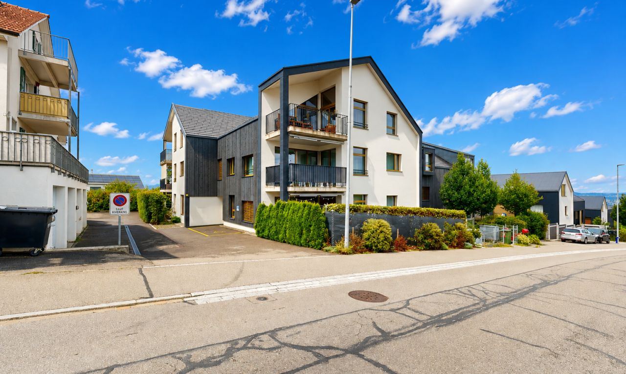 außenansicht mit blick auf wohnanlage, apartment complex view, und day time