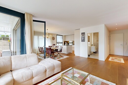 living area featuring wood finished floors and recessed lighting