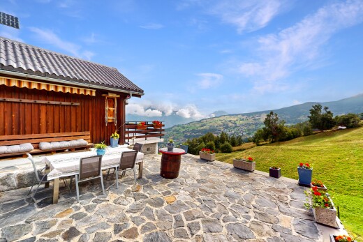 terrasse mit terrasse, from property, mountain view, blick auf die berge, und day time