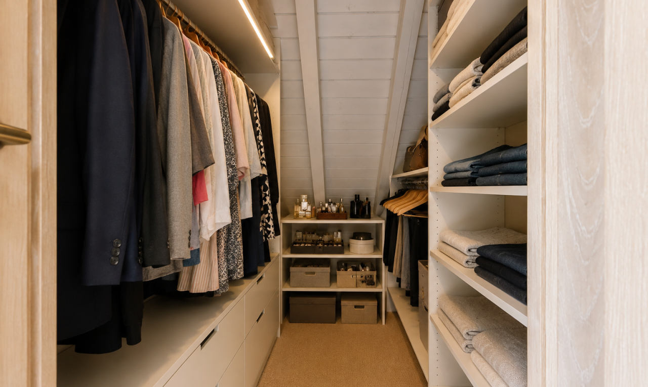 begehbarer kleiderschrank mit teppich, carpet, und light floor