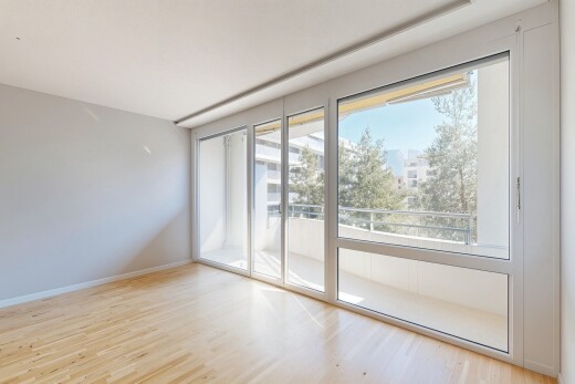 pièce vide avec inside property, day time, sol en finition bois, wood finish floor, et cloison sèche