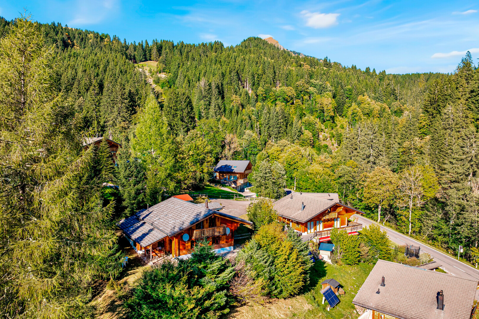 façade avec vue sur la forêt, forest view, property visible, day time, et structure extérieure