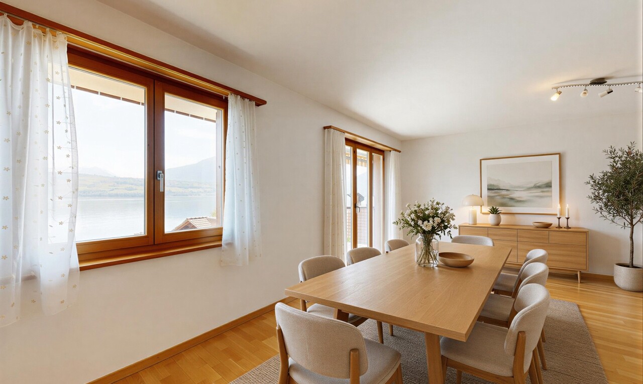 esszimmer mit holzfußboden, wood finish floor, gipskartonwand, drywall, und inside property
