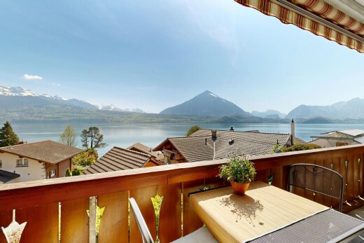 balkon mit from property, water view, seesicht, mountain view, und blick auf die berge
