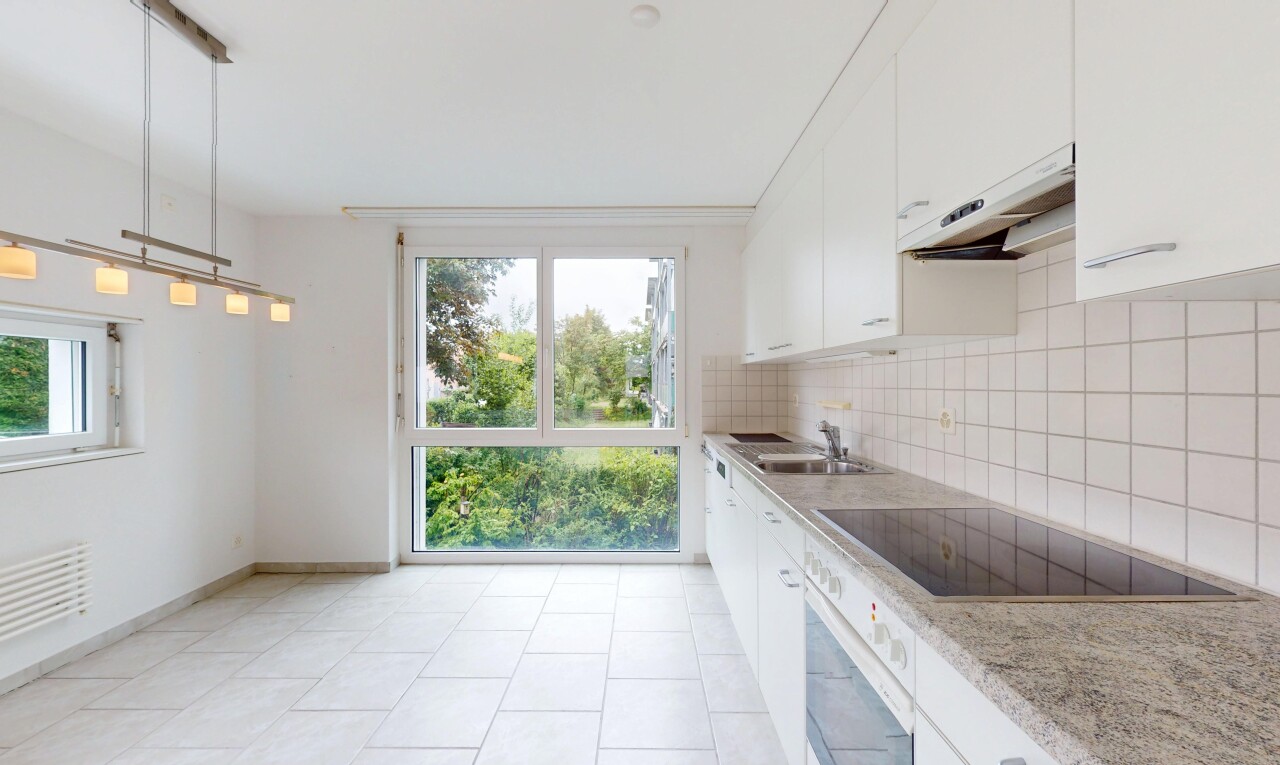 cuisine avec plaque de cuisson, four, hotte, dosseret, et backsplash