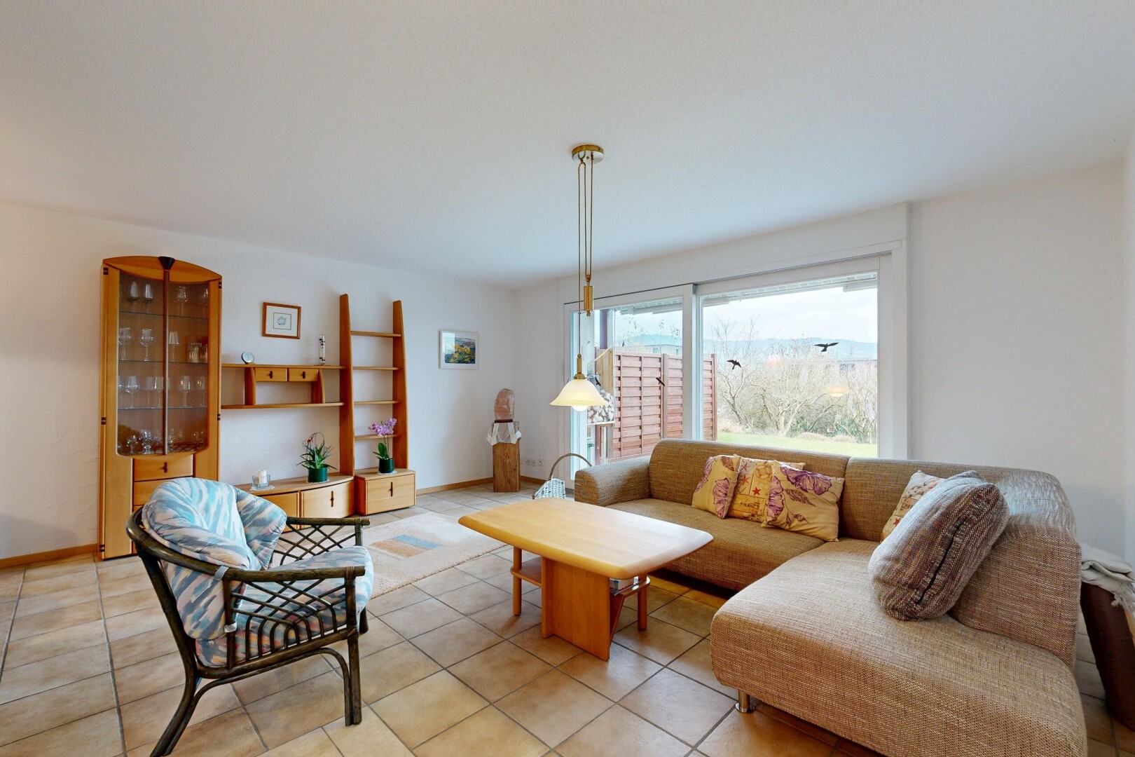 view of tiled living area