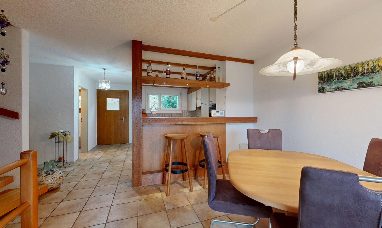 dining area featuring light tile patterned floors