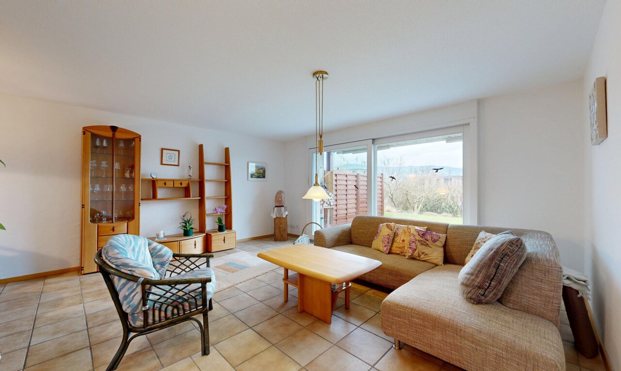 view of tiled living area