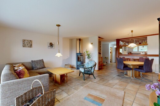 living / dining area featuring tile patterned flooring