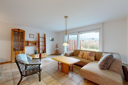 view of tiled living area
