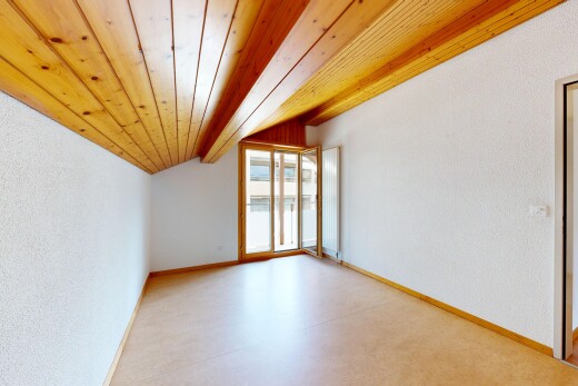 leerer raum mit high end ceiling, wood ceiling, holzdecke, vaulted ceiling, und dachschräge