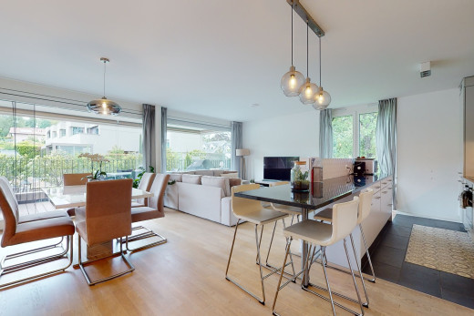 essflächen mit holzböden, gesunde sonneneinstrahlung und fernseher