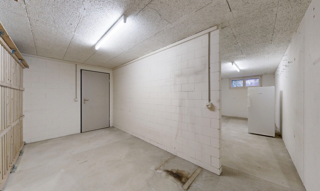 pièce vide avec inside property, sol en béton, concrete floor, plafond bas, et low ceiling