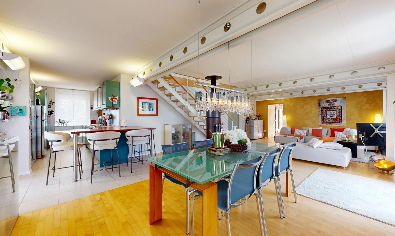 living area featuring stairs and light wood-type flooring
