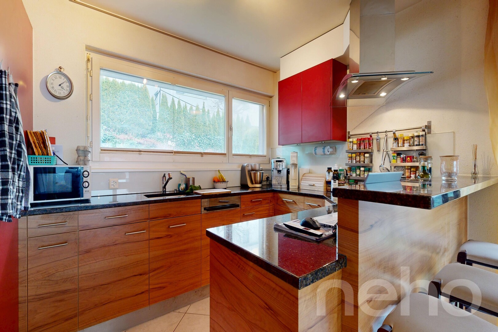 küche mit küchenbar, kitchen bar, dunstabzugshaube, küchentheke, und kitchen peninsula
