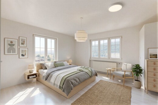 zimmer / schlafzimmer mit natural light, natürliches licht, kühler, drywall, und gipskartonwand