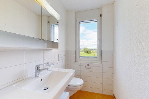 bad mit spiegel, natürliches licht, natural light, inside property, und gäste-wc