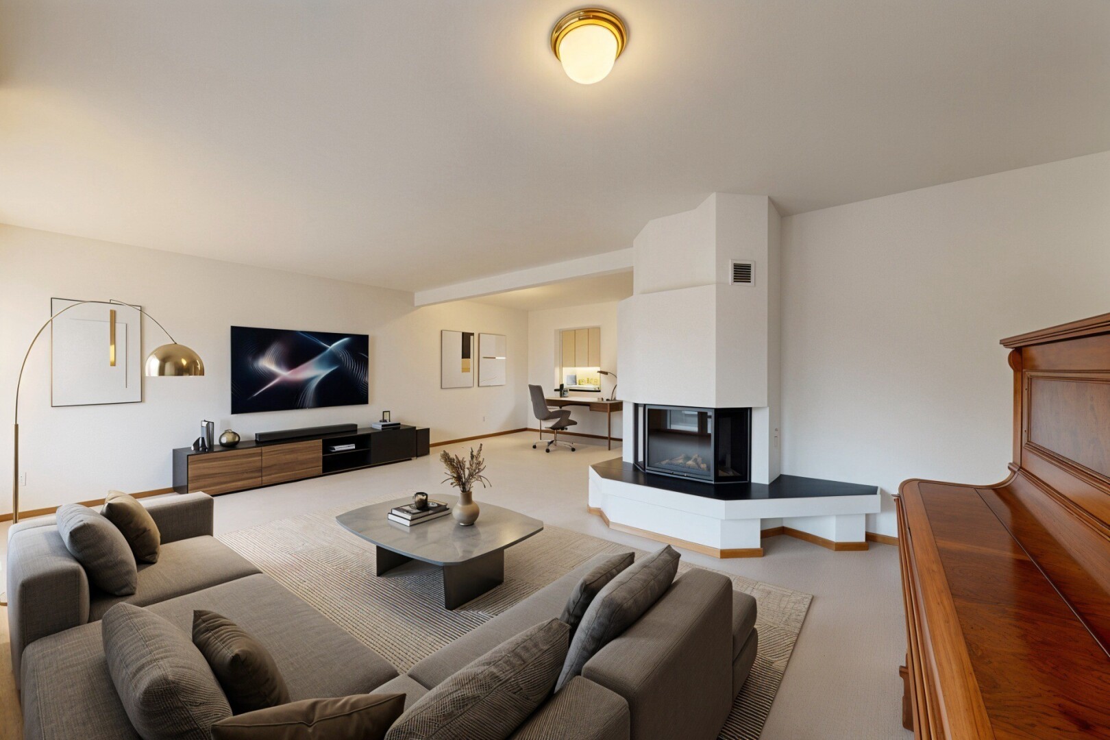 wohnzimmer mit drywall, gipskartonwand, inside property, carpet, und teppich