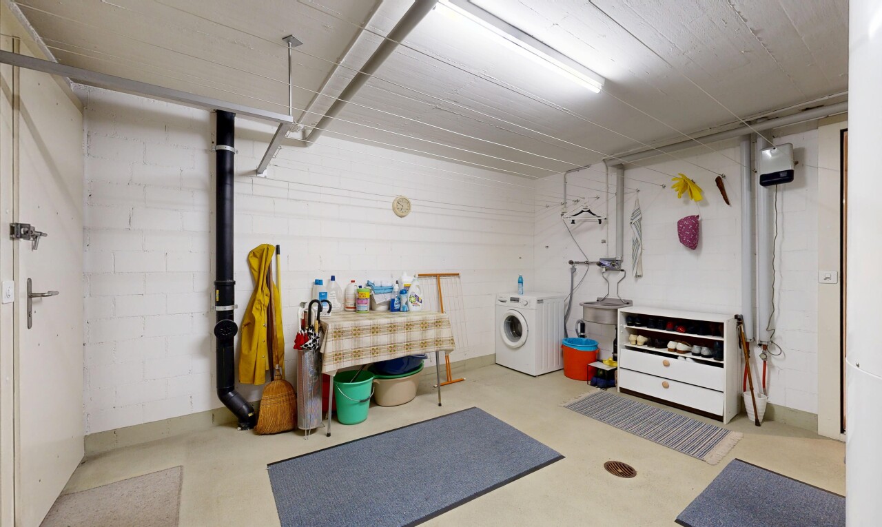 wäschekammer mit inside property, tumbler, light floor, betonboden, und concrete floor