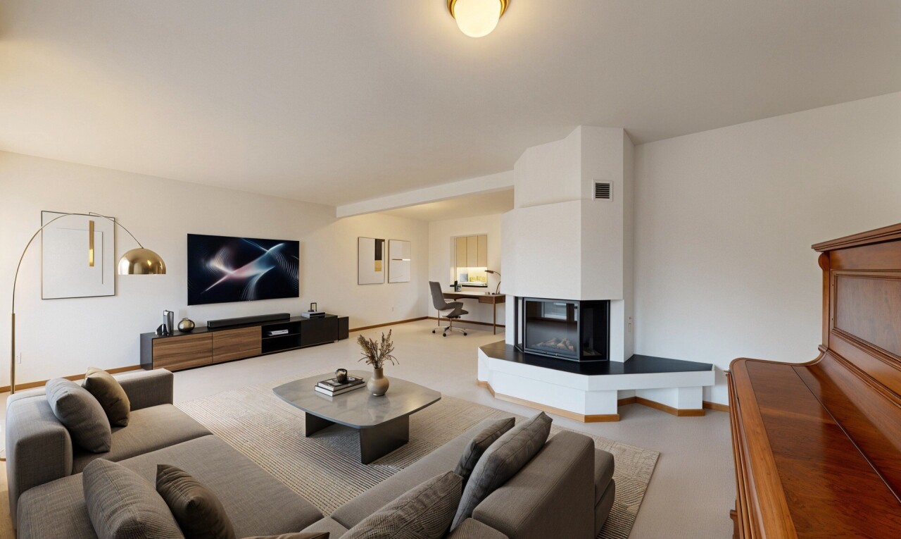 wohnzimmer mit drywall, gipskartonwand, inside property, carpet, und teppich