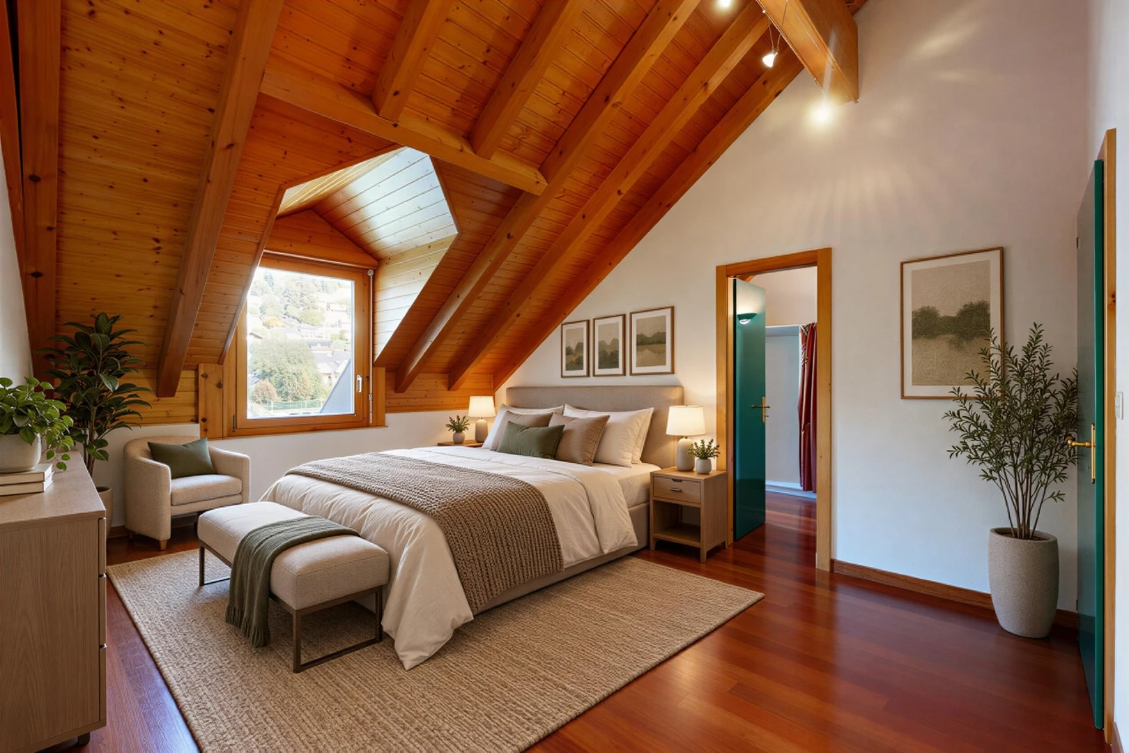 leerer raum mit deckenbeleuchtung, balkendecke, beamed ceiling, high end ceiling, und gipskartonwand