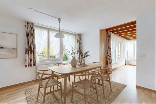 esszimmer mit gipskartonwand, drywall, inside property, natürliches licht, und natural light