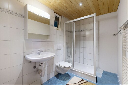 bad mit komplettes badezimmer, tile wall, fliesenwand, dusche, und inside property