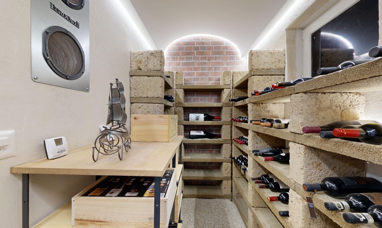 cave avec télévision, cloison sèche, et drywall