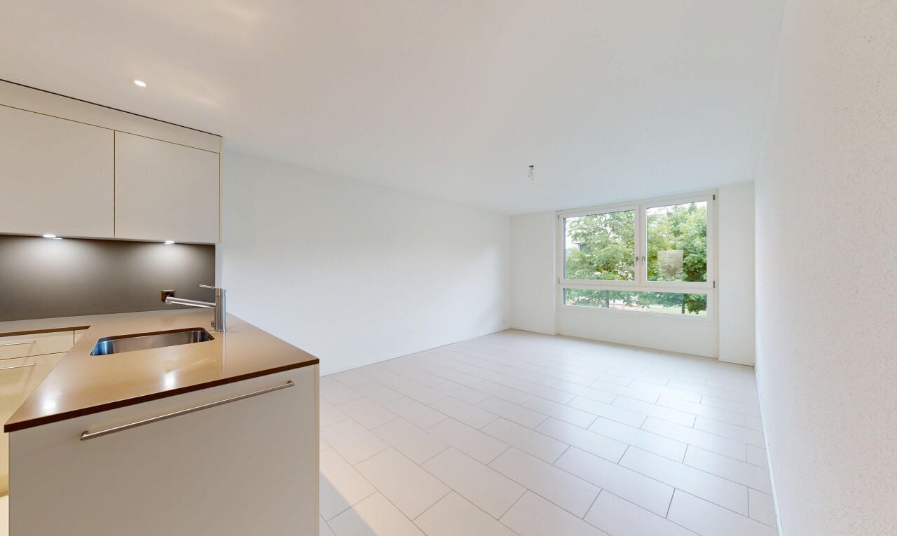 küche mit light floor, schränke mit flachen paneelen, flat panel cabinets, inside property, und waschbecken