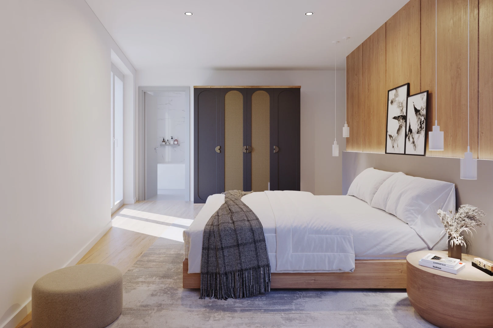 room / bedroom featuring light hardwood / wood-style floors