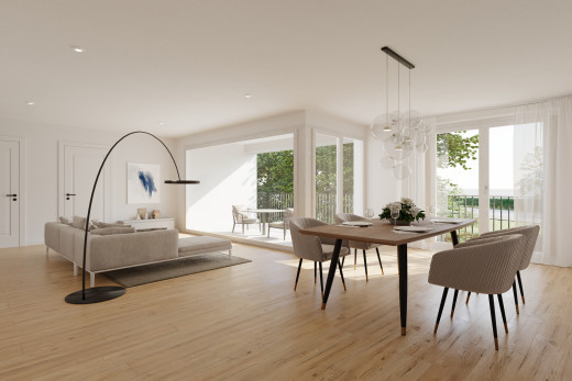 espace intérieur avec lustre, lumière naturelle, et plancher de bois