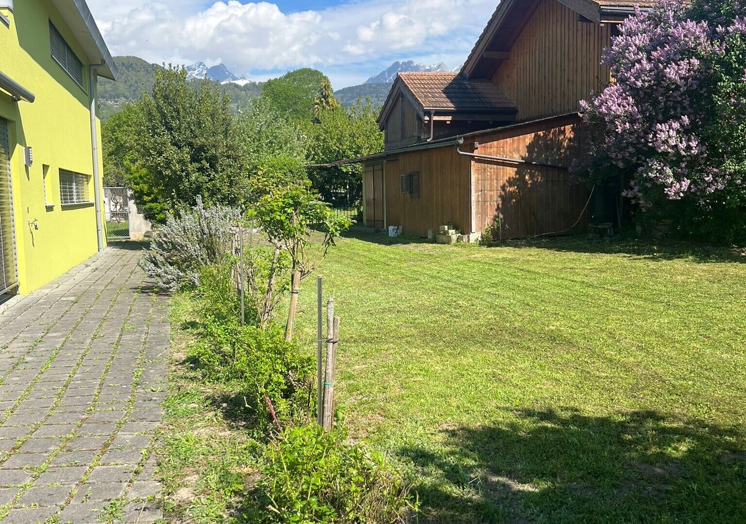 garten mit rasen, day time, from property, mountain view, und blick auf die berge
