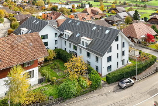 außenansicht mit drone view, stuckverkleidung, residential view, und wohngebietblick
