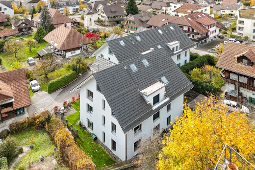 außenansicht mit drone view, stuckverkleidung, wohngebietblick, residential view, und zaun