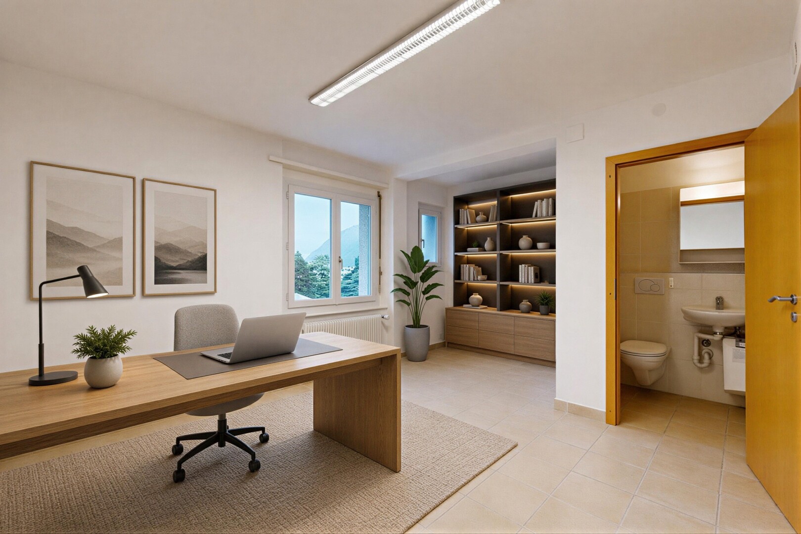 leerer raum mit light floor, natürliches licht, natural light, kühler, und inside property