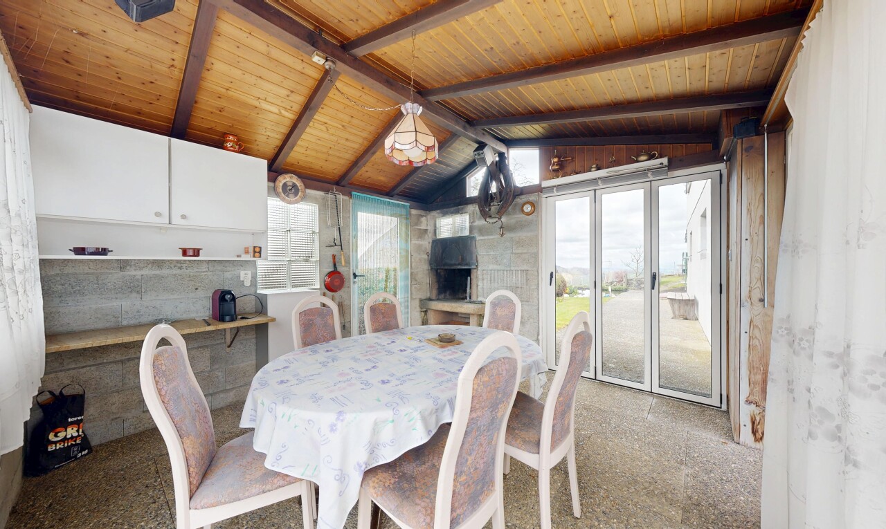 dining area with lofted ceiling with beams and wooden ceiling