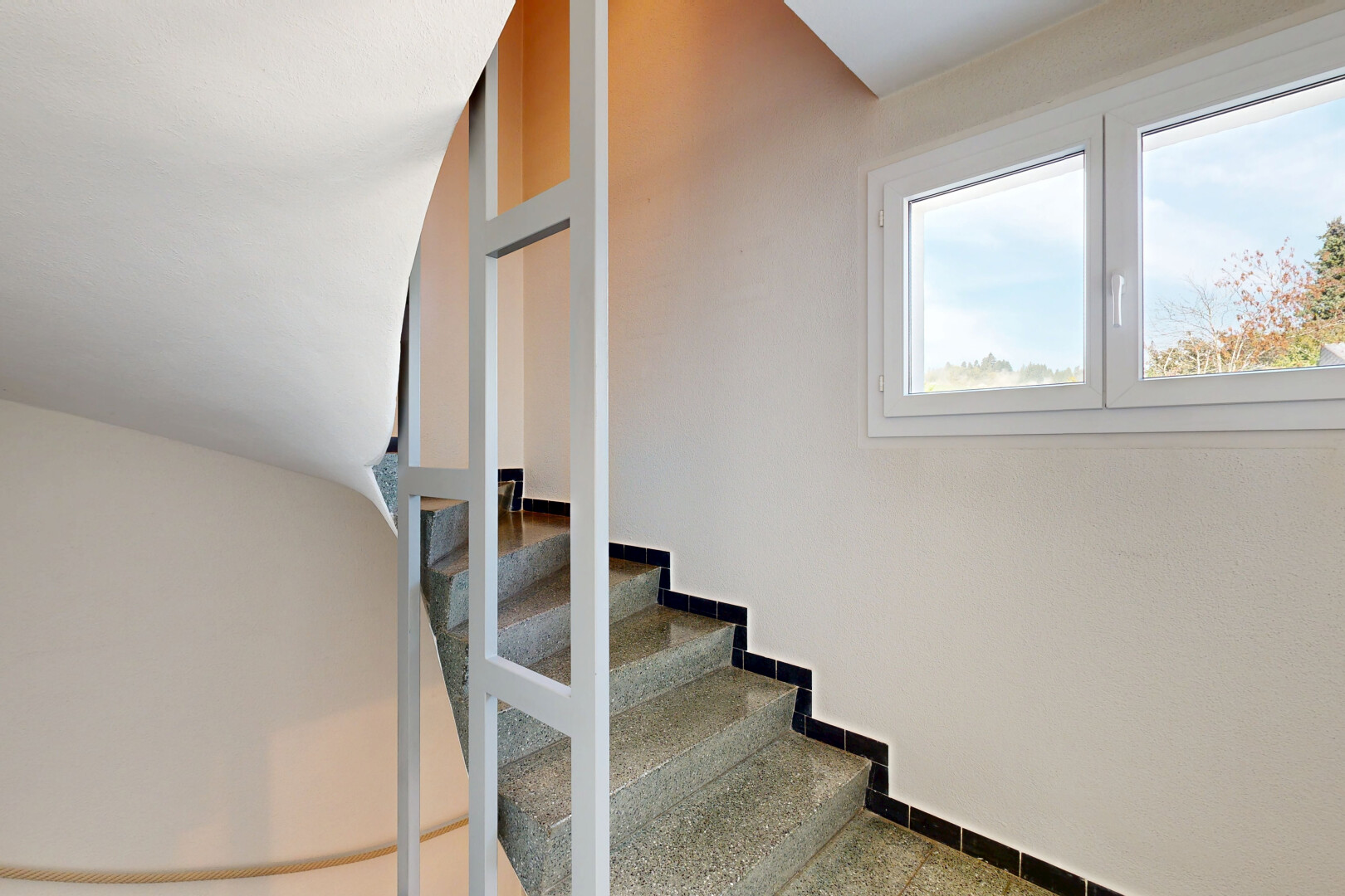 treppe mit carpet stairs, day time, drywall, gipskartonwand, und inside property