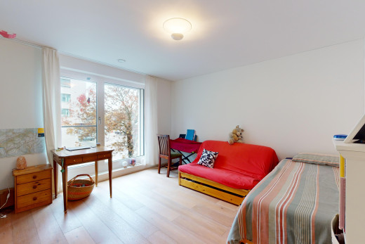 room / bedroom with wood finished floors