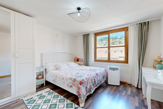 room / bedroom with dark wood-type flooring