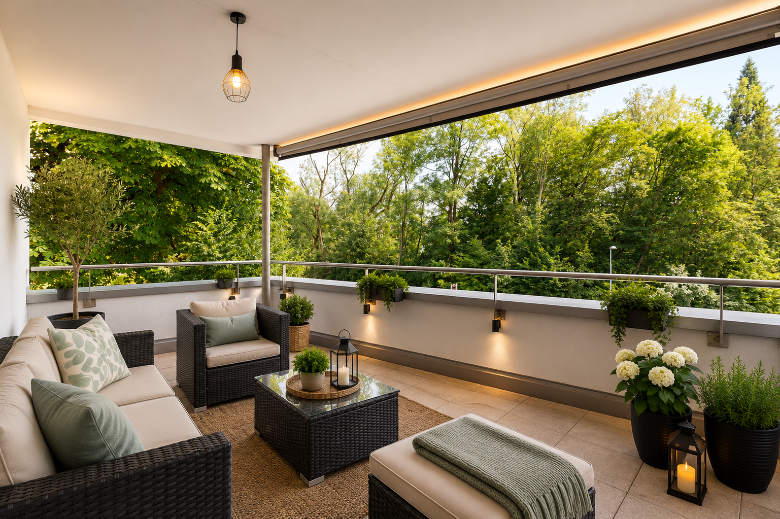 patio / terrace featuring an outdoor hangout area, view of scattered trees, and a patio