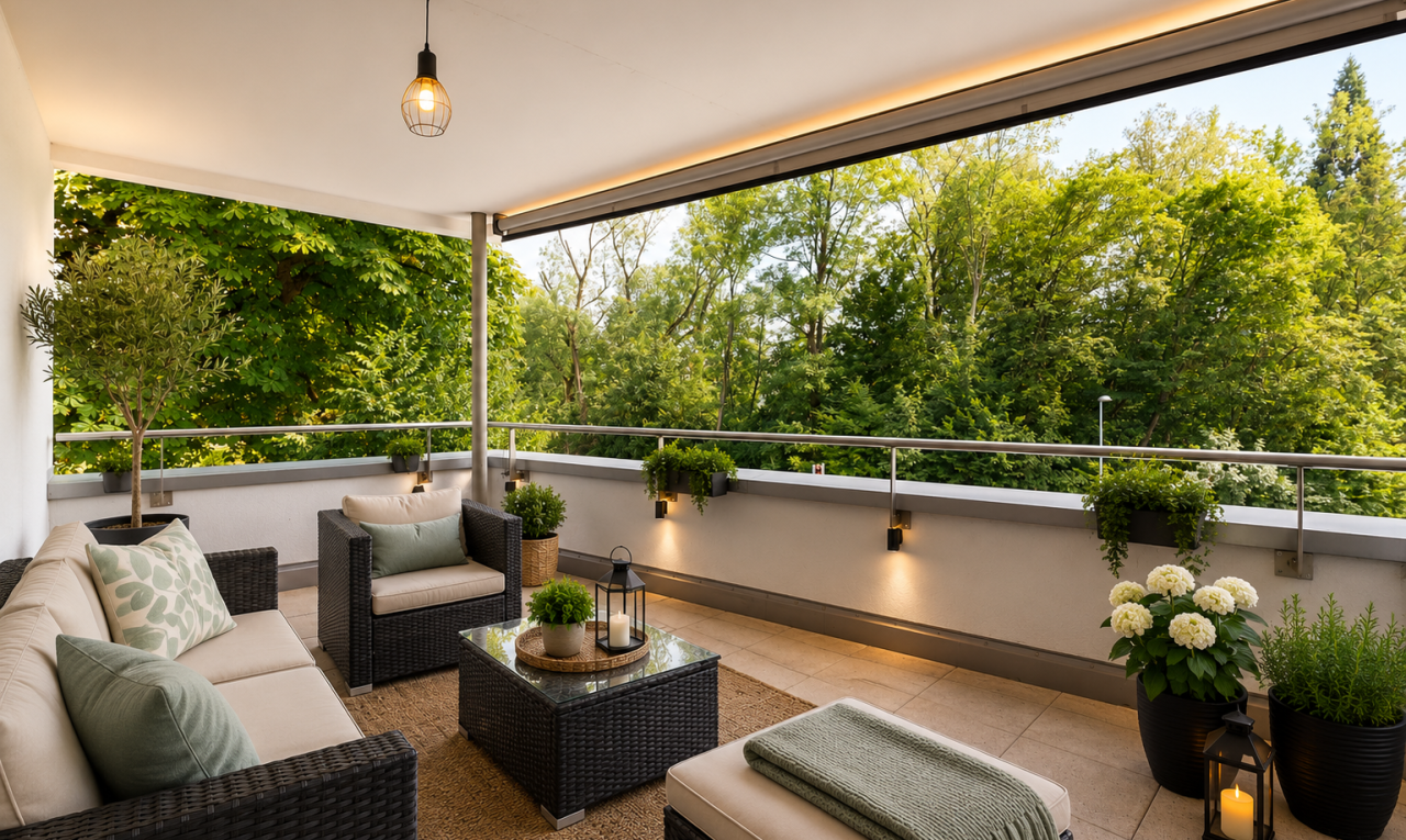 patio / terrace featuring an outdoor hangout area, view of scattered trees, and a patio