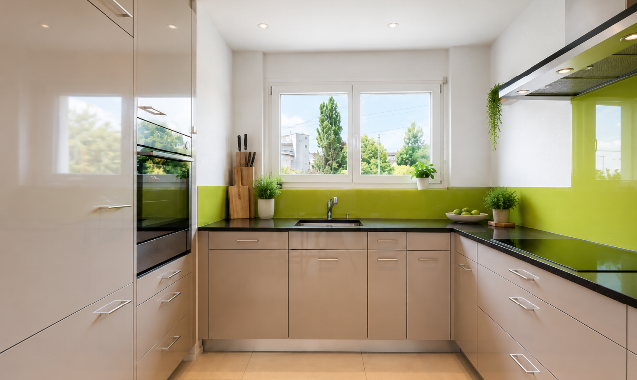 kitchen with oven, black electric stovetop, recessed lighting, and light tile patterned flooring