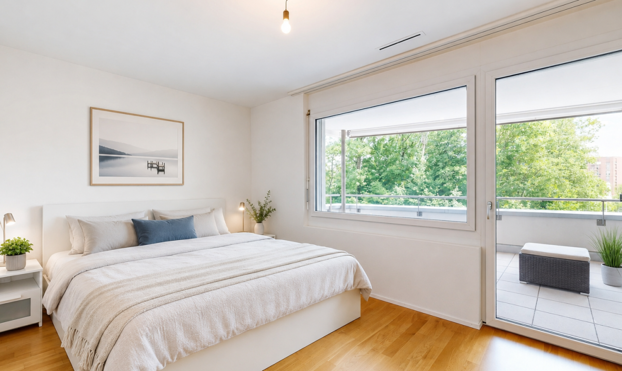room with access to outside and light wood-type flooring