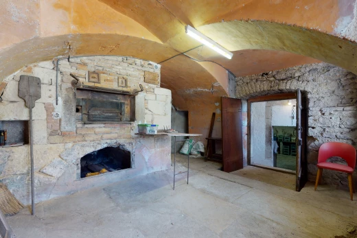 living room with a fireplace
