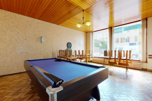 recreation room with natural light and hardwood floors